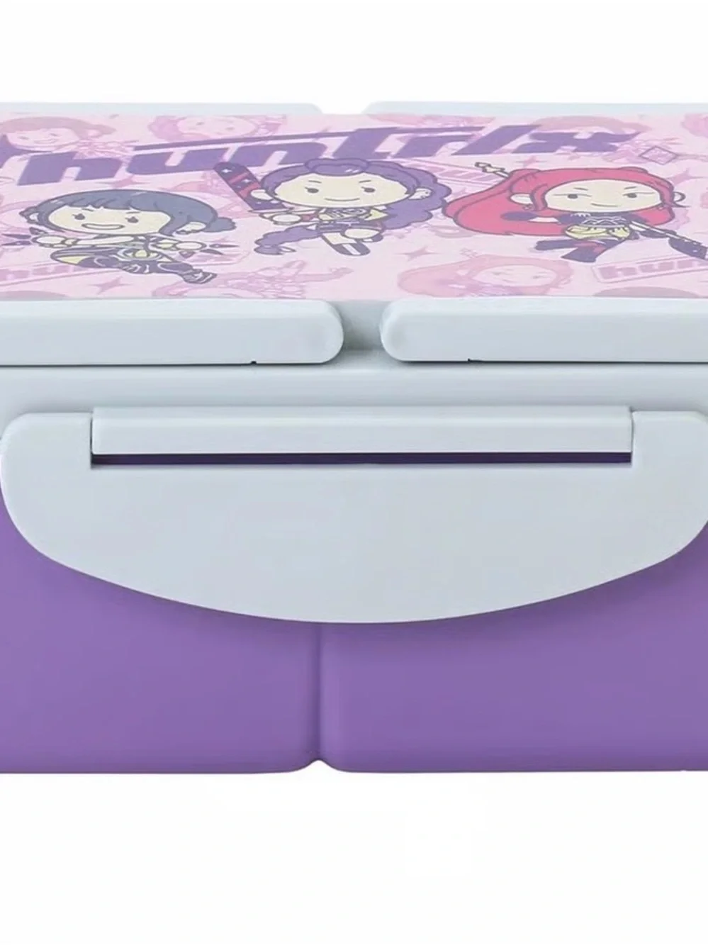 Netflix Pink Kids bento box with Purple, Red & Blue Cartoon Heroes